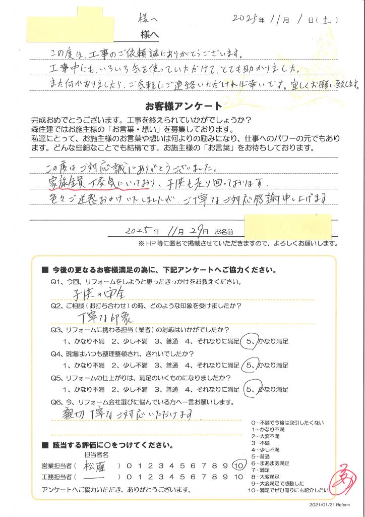 家族全員、大変気にいっております。