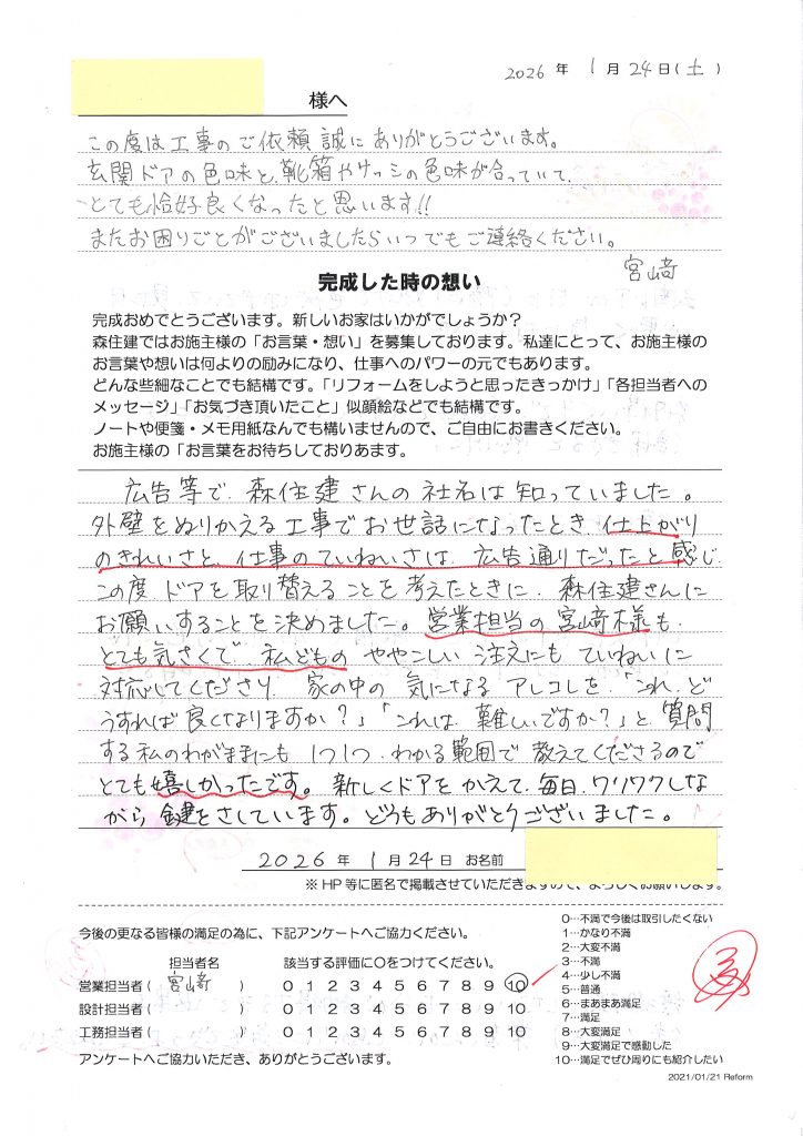 毎日ワクワクしながら鍵をさしています。